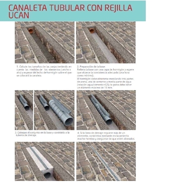 Canaleta tubular con rejilla Ø110 C250 Gris 50cms - Imagen 2