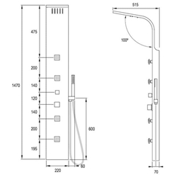 Columna hidromasaje progresiva Meliana acero inox - Imagen 2