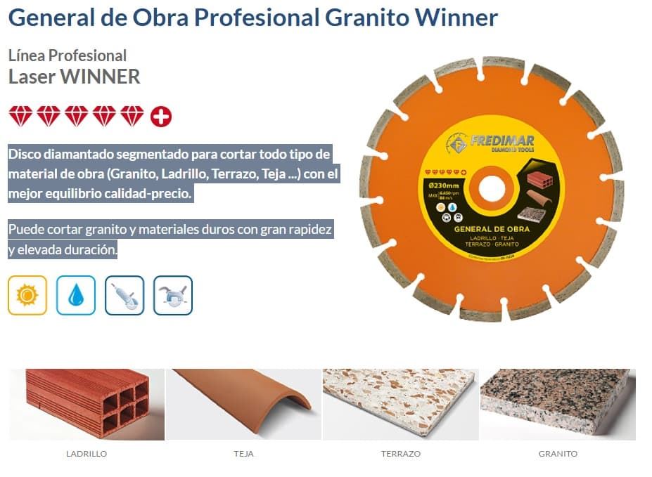 Disco Diamante General obra 230 Láser WINNER PROF. - Imagen 2