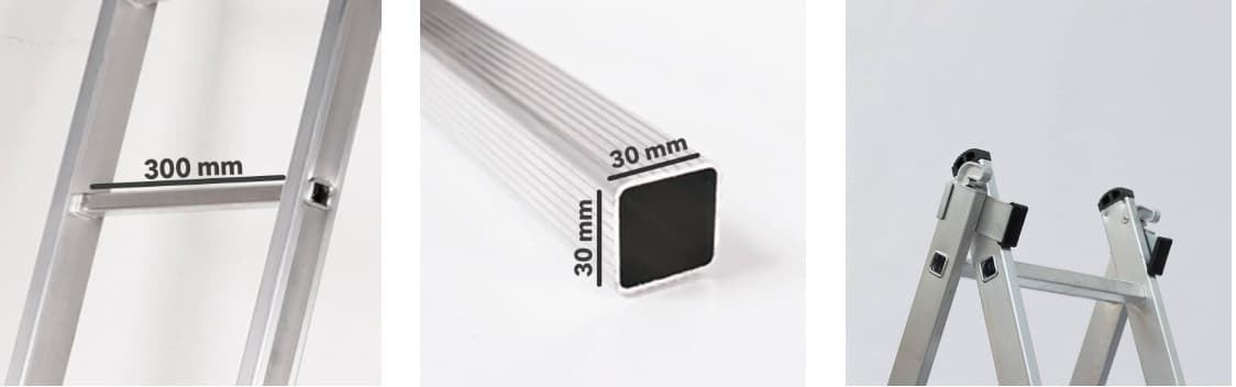 ESCALERA INDUSTRIAL TRIPLE ALUM. CONV. 3X3,00M ELITE X3 10P C/Base - Imagen 2