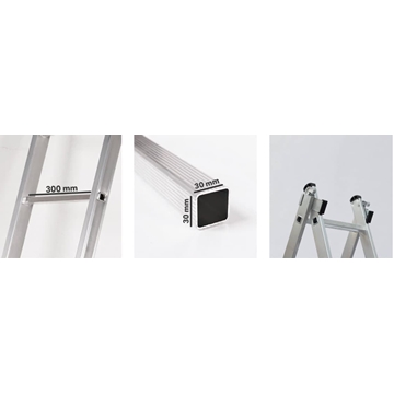 ESCALERA INDUSTRIAL TRIPLE ALUM. CONV. 3X3,00M ELITE X3 10P C/Base - Imagen 2