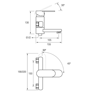 Grifo bañera-ducha Boston cromo - Imagen 2