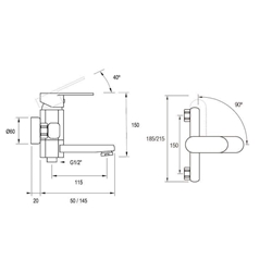 Grifo bañera-ducha Detroit cromo - Imagen 2