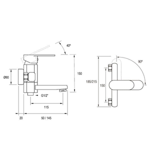 Grifo bañera-ducha Detroit cromo - Imagen 2