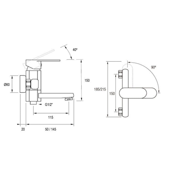 Grifo bañera-ducha Detroit cromo - Imagen 2