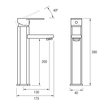 Grifo lavabo alto Detroit cromo - Imagen 2