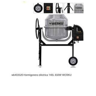 HORMIGONERA ELECTRICA 140 L. 650W WERKU (En Caja) - Imagen 1