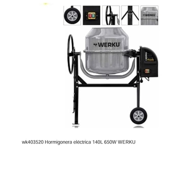 HORMIGONERA ELECTRICA 140 L. 650W WERKU (En Caja) - Imagen 1