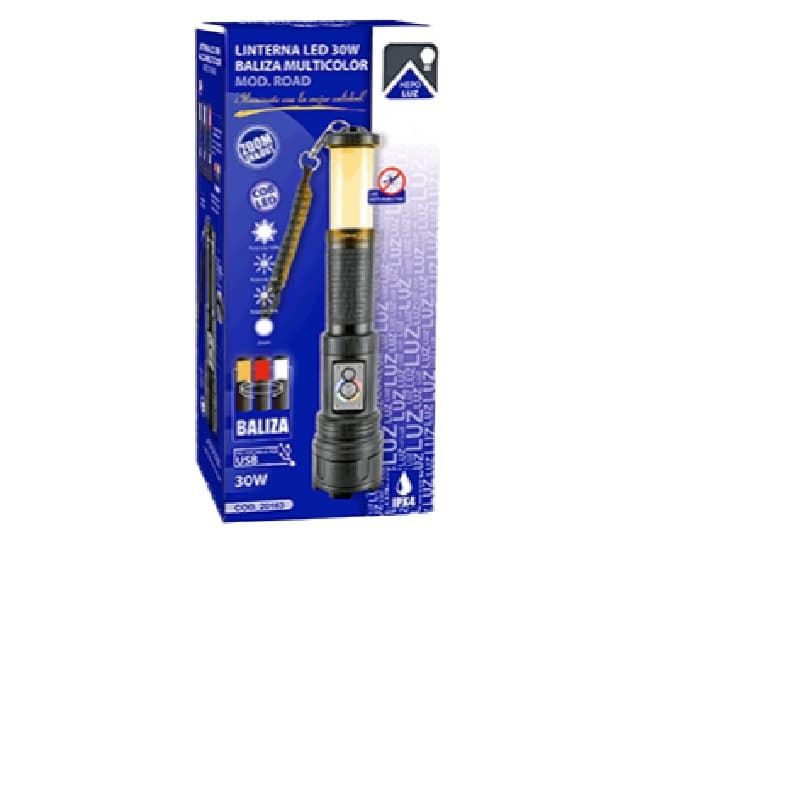 Linterna LED COB 30W con baliza LED multicolor modelo ROAD - Imagen 9