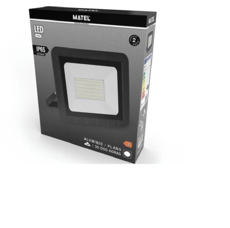PROYECTOR LED PLANO NEGRO MATEL IP65 50W FRÍA - Imagen 2