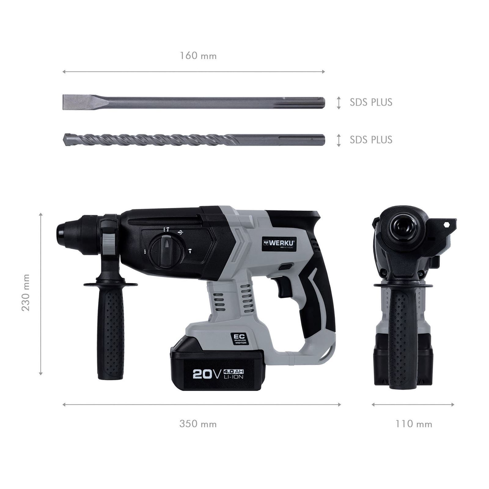 Taladro Martillo Demoledor Inalámbrico 20 V WK401630 - Imagen 6
